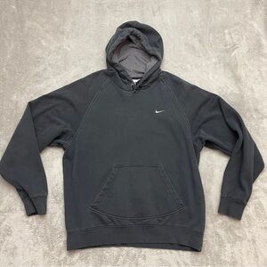 Vtg Nike Hoodie Pullover Black Fleece Mens Medium Embroidered Swoosh Sweatshirt